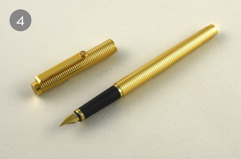 Unknown / Generic Grid Pattern Rolled Gold / Gold Plated Pen