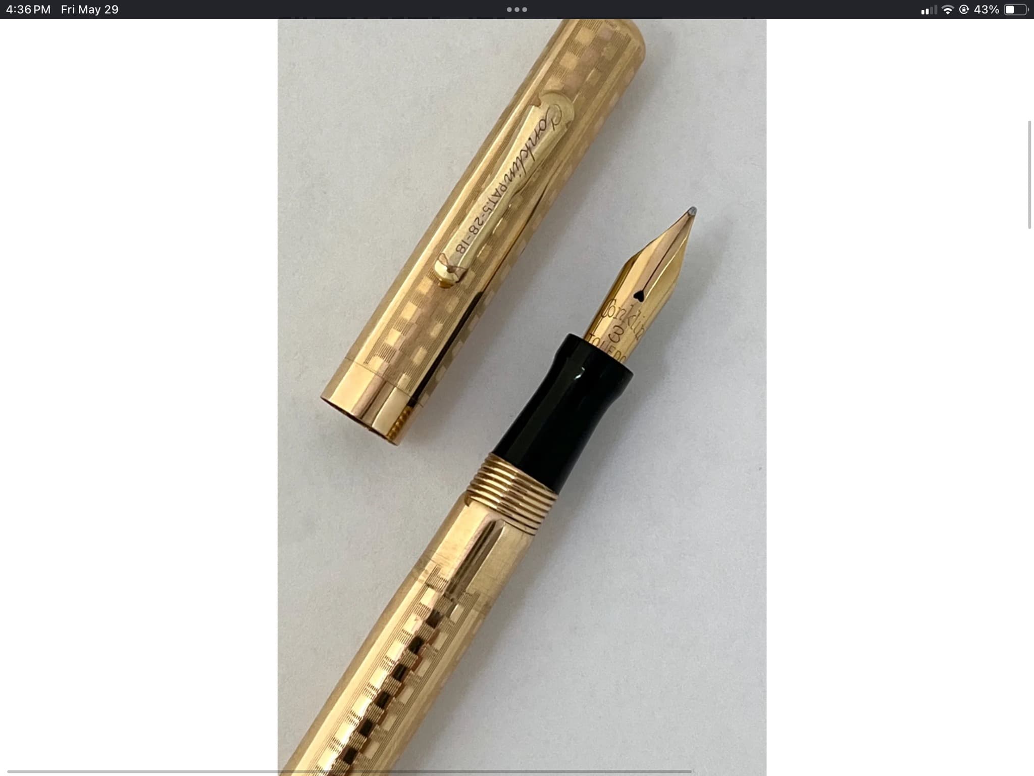 Conklin Ringtop Fountain Pen (Checkered Pattern Overlay)