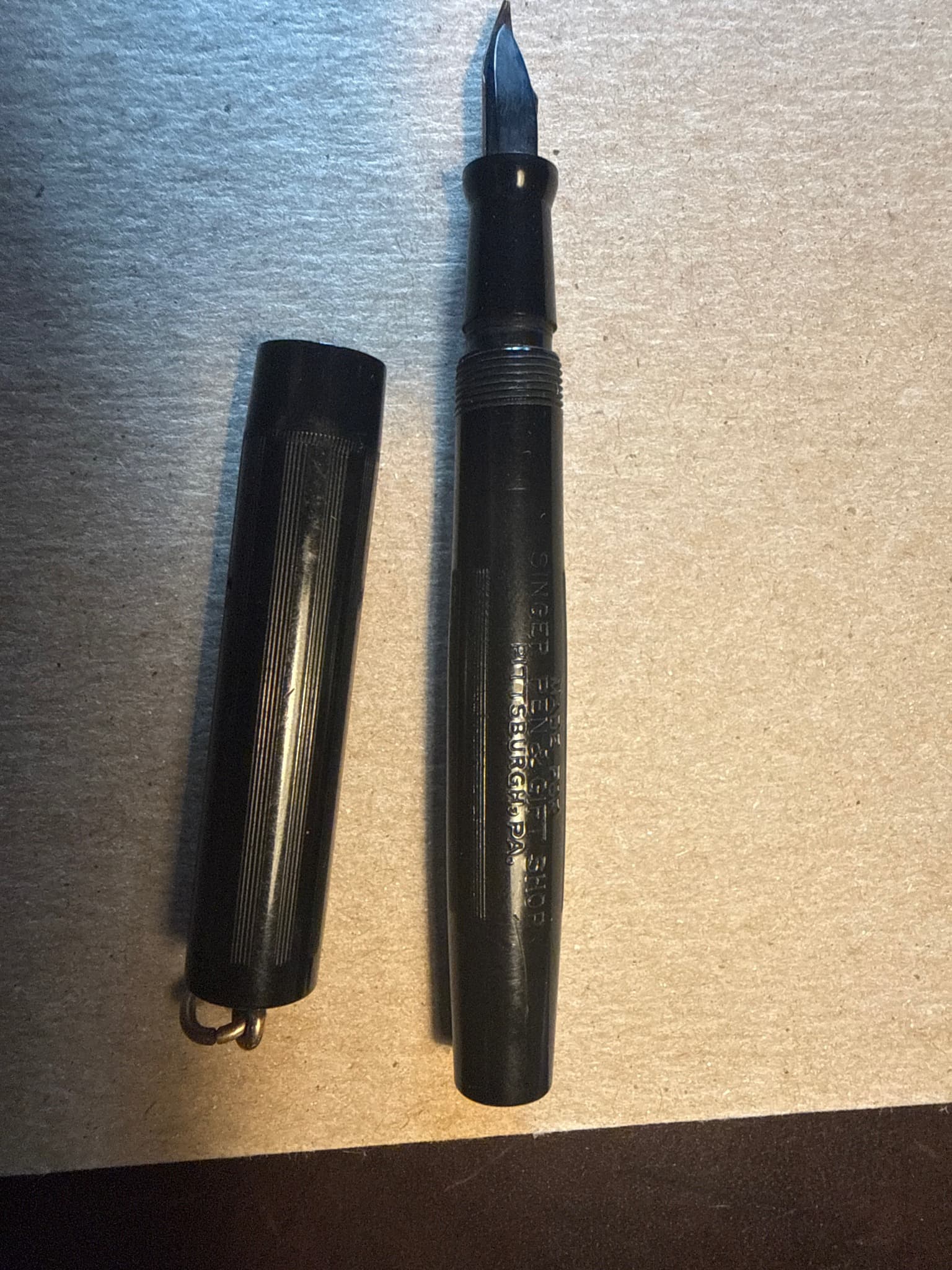 Singer Pen Co. (imprinted SINGER PEN & GIFT SHOP PITTSBURGH, PA) Safety or Eyedropper Ringtop