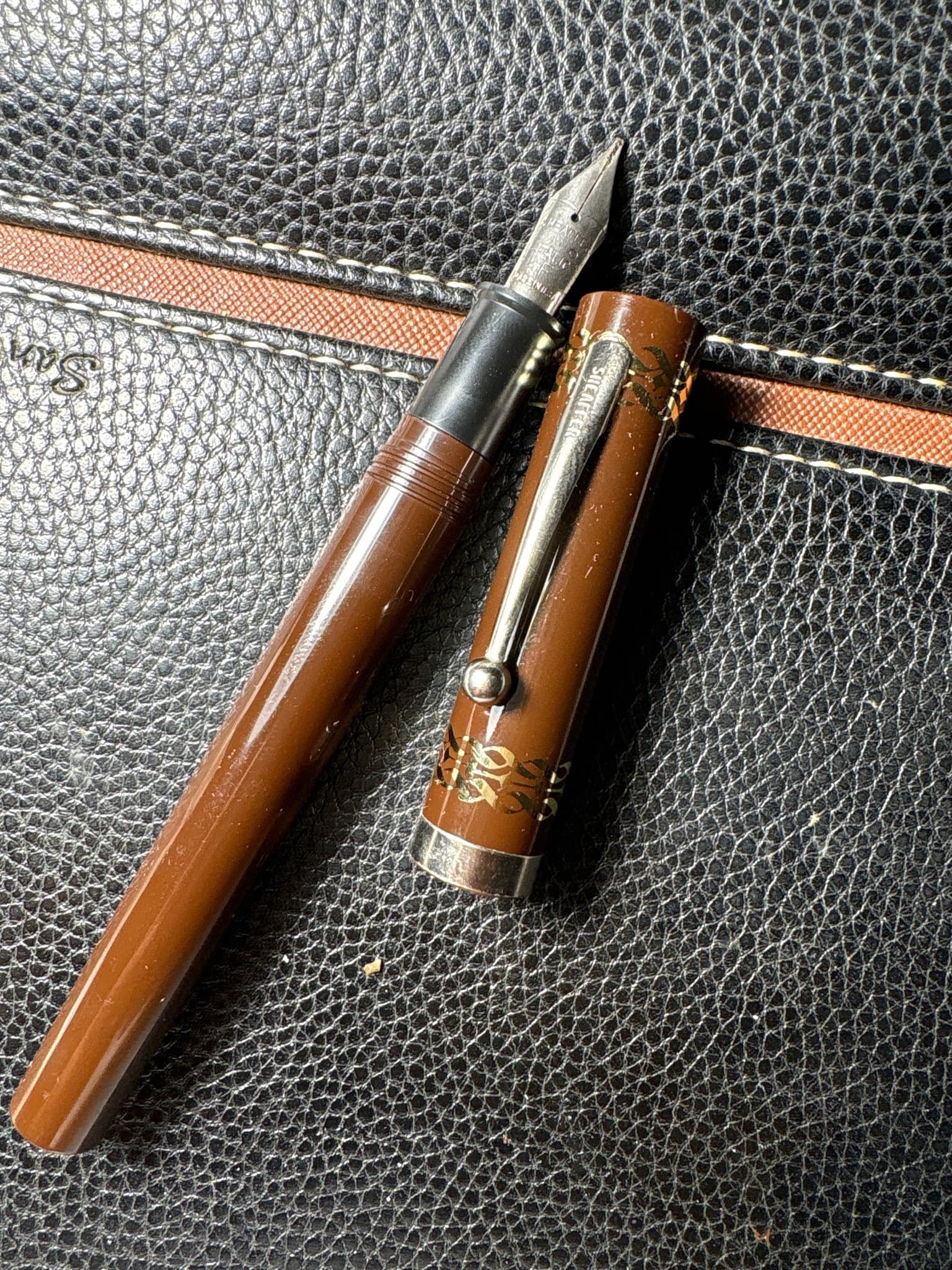Sheaffer FeatherTouch or similar vintage Sheaffer flat-top / tapered model with decorative cap band
