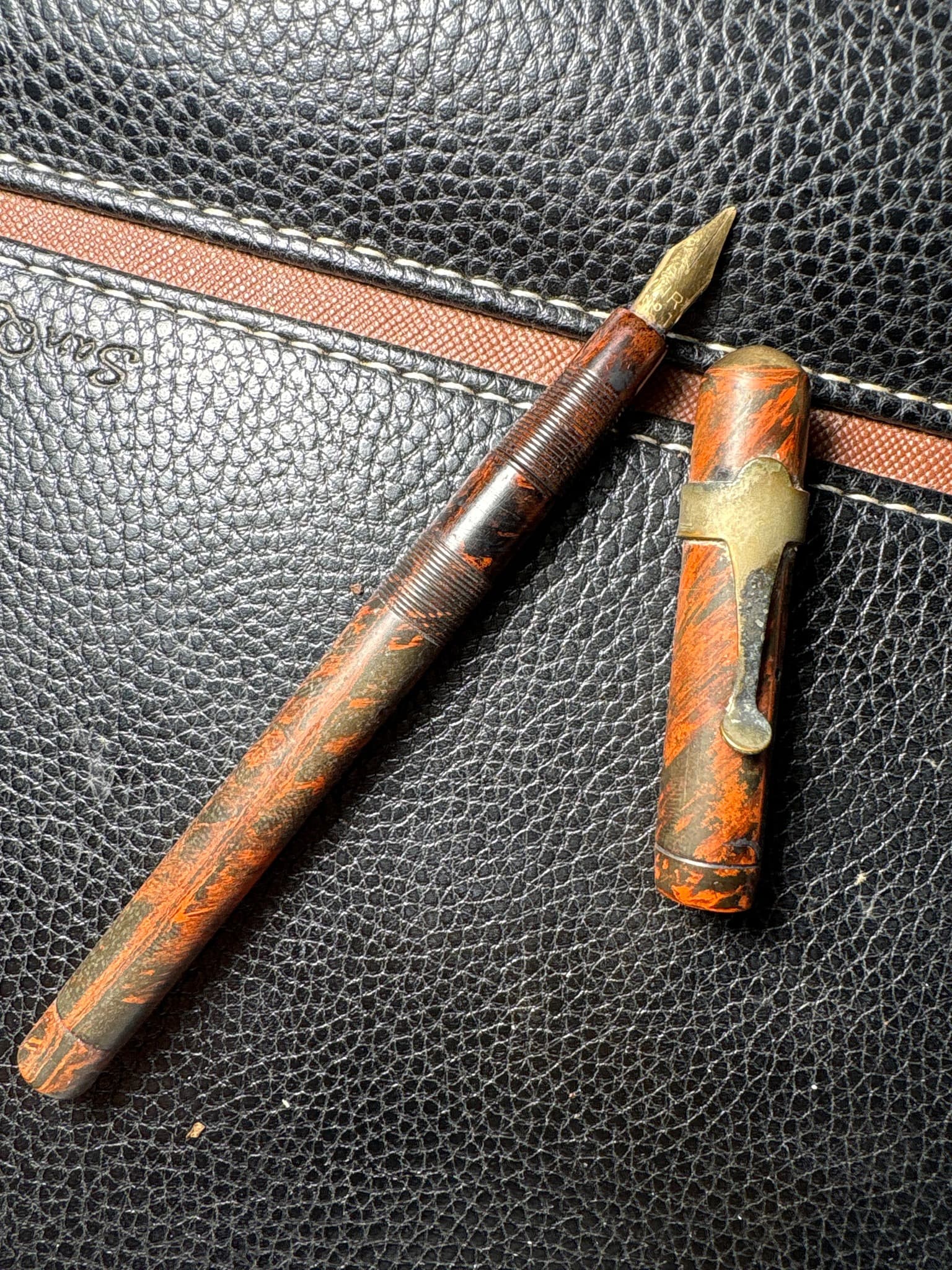 Conklin (or generic vintage maker utilizing hard rubber / chased sections) Safety or Slip-Cap Clogging/Ink Pencil Style